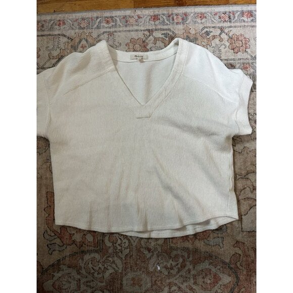 Madewell Tops - Madewell Cropped Ribbed Cream Top. Medium